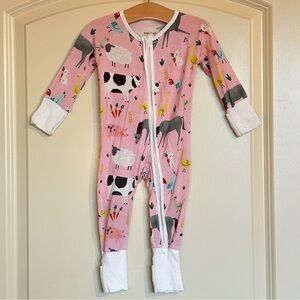 0-3M Little Sleepies Pink Farm Animals Sleepy Time Zippy
